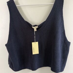 Navy Knit Crop Top